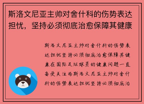 斯洛文尼亚主帅对舍什科的伤势表达担忧，坚持必须彻底治愈保障其健康。